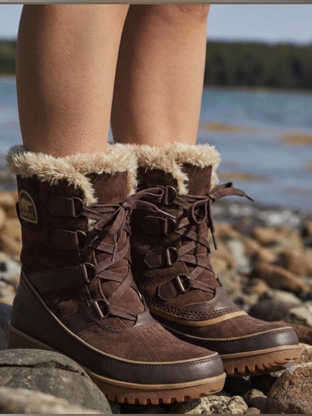 SOREL Tivoli Winter Boots Size 7 Brown Faux Fur Snow Fall Outdoors Cozy Cabin